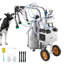 Electric Cow Milking Machine, 6.6 Gal / 25 L 304 Stainless Steel Bucket, Food-Grade Teat Cups and Silicone Hose, Strong Suction, Vacuum Pulsation, Electric Milker Machine with Wheels for Cow