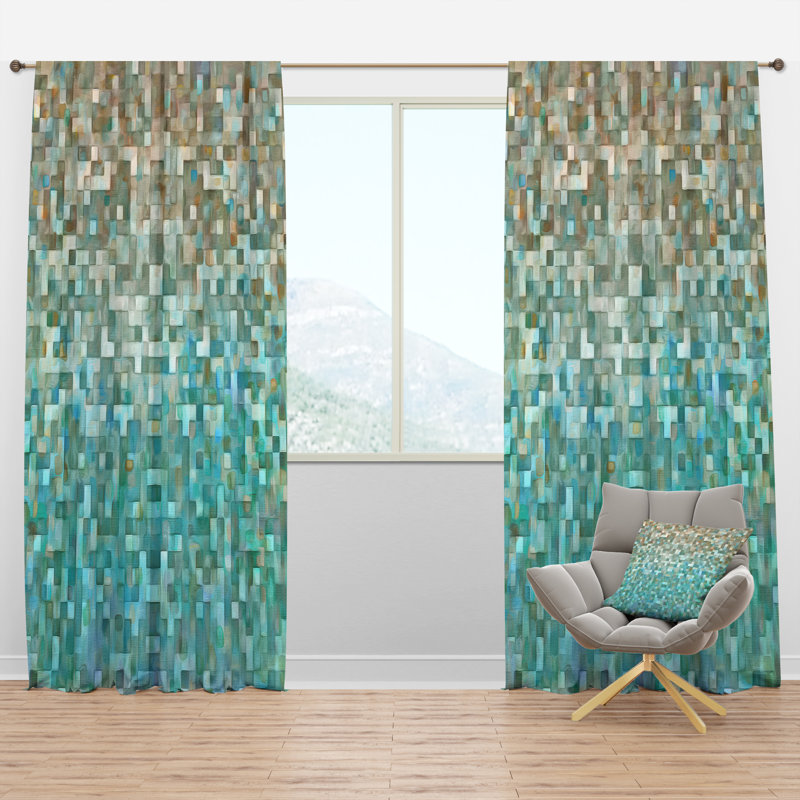 Blocked Abstract - Nautical Curtain - Velvet Room darkening - 1 panel, 52"W x 90"L