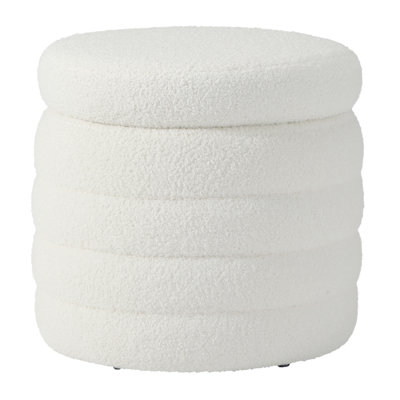 Bayville 16" Tall Sherpa Round Ottoman With Storage