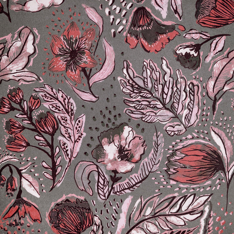 Pepper Embossed Wild Flower Felice Wallpaper Roll, Pink