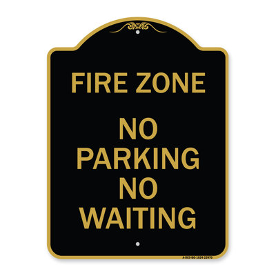 Enseigne Signmission Designer Series - Zone de feu sans stationnement ni attente | Enseigne architecturale noire et dorée en aluminium de gros calibre 18 po x 24 po | Protégez votre entreprise et votre commune | Fabriqué aux États-Unis