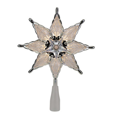 Décoration pour sommet de sapin étoile 8 pointes 8 "gris clair - lumières claires