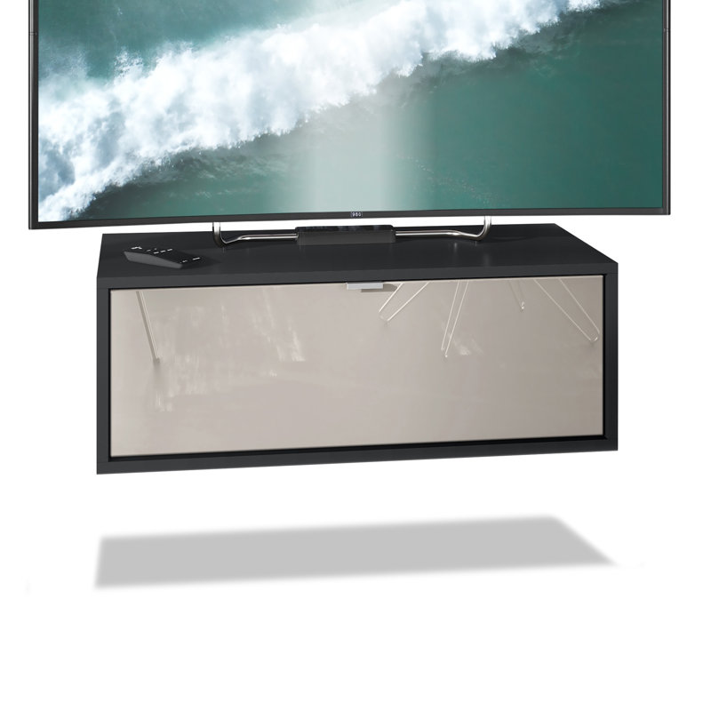Mccaffrey Unfinished TV Stand for TVs up to 55", Black/Sand Grey High Gloss