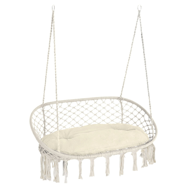 Balancelle en macramé pour 2 personnes Outsunny, Beige / Blanc
