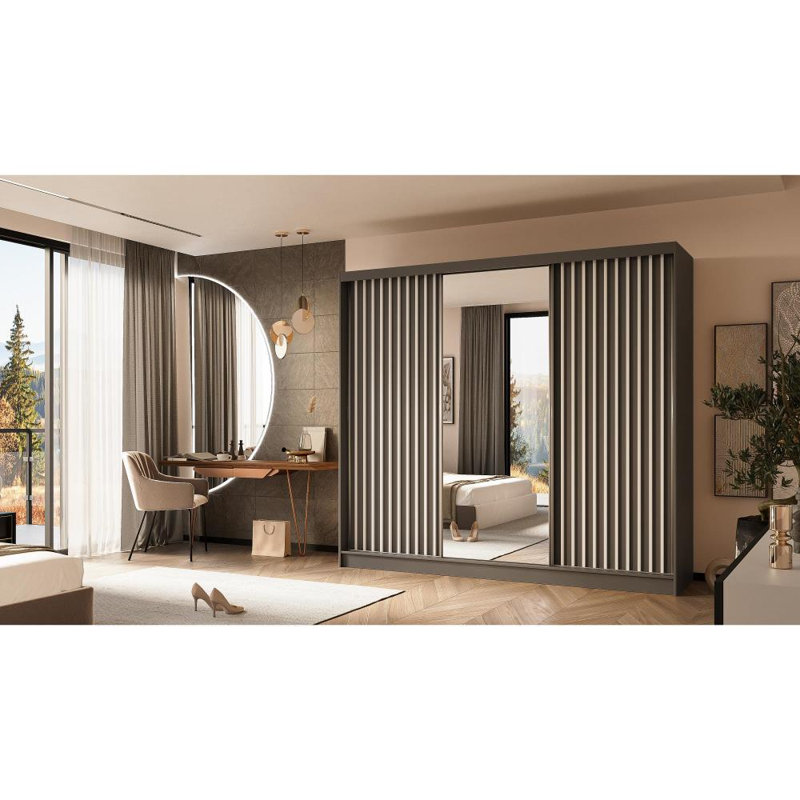 Brecklyn 3 Door Sliding Wardrobe, Dark Gray