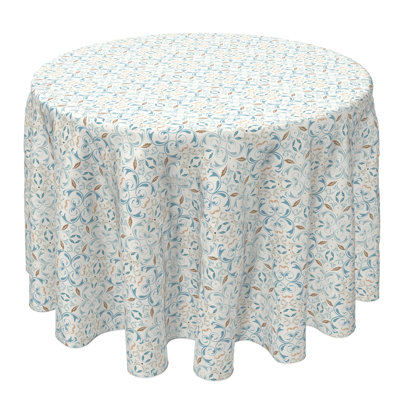 Round Floral Cotton Twill Tablecloth