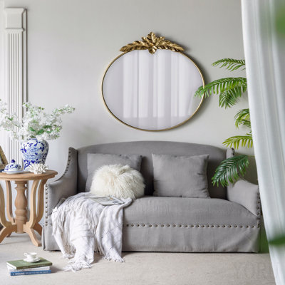 36" X 41" Large Round Wall Mirror With Gold Metal Frame, Circle Accent Mirror For Living Room Bedroom Entryway
