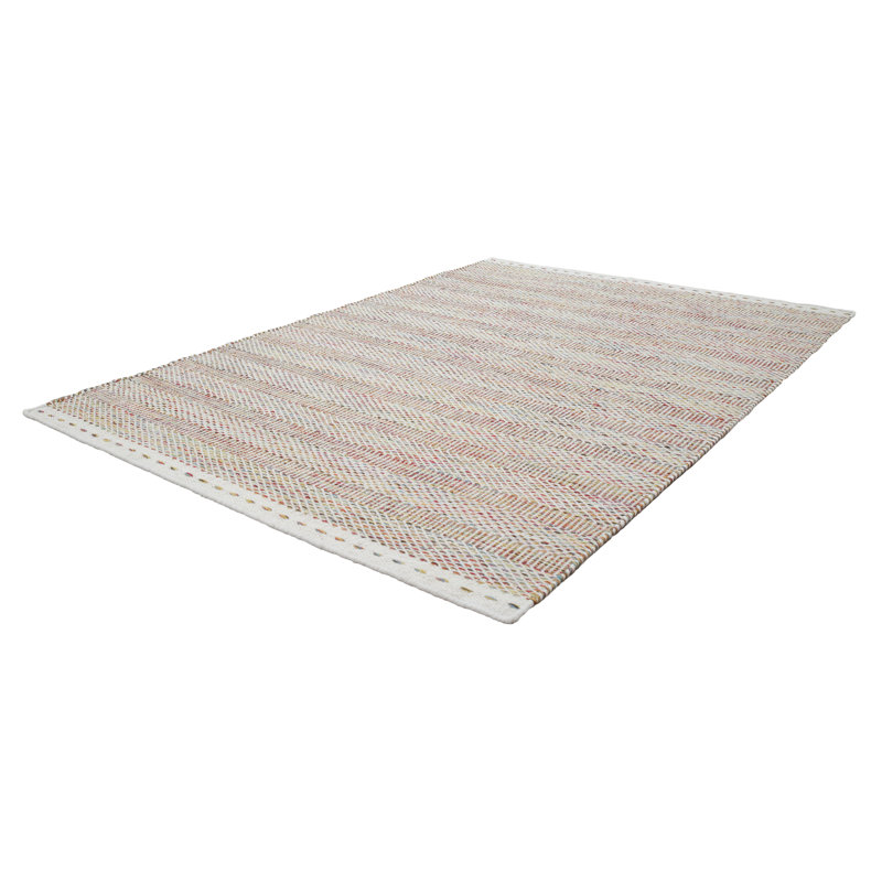 Jaipur Striped Wool Hand Woven Area Rug, Rectangle 160 x 230cm, Pink