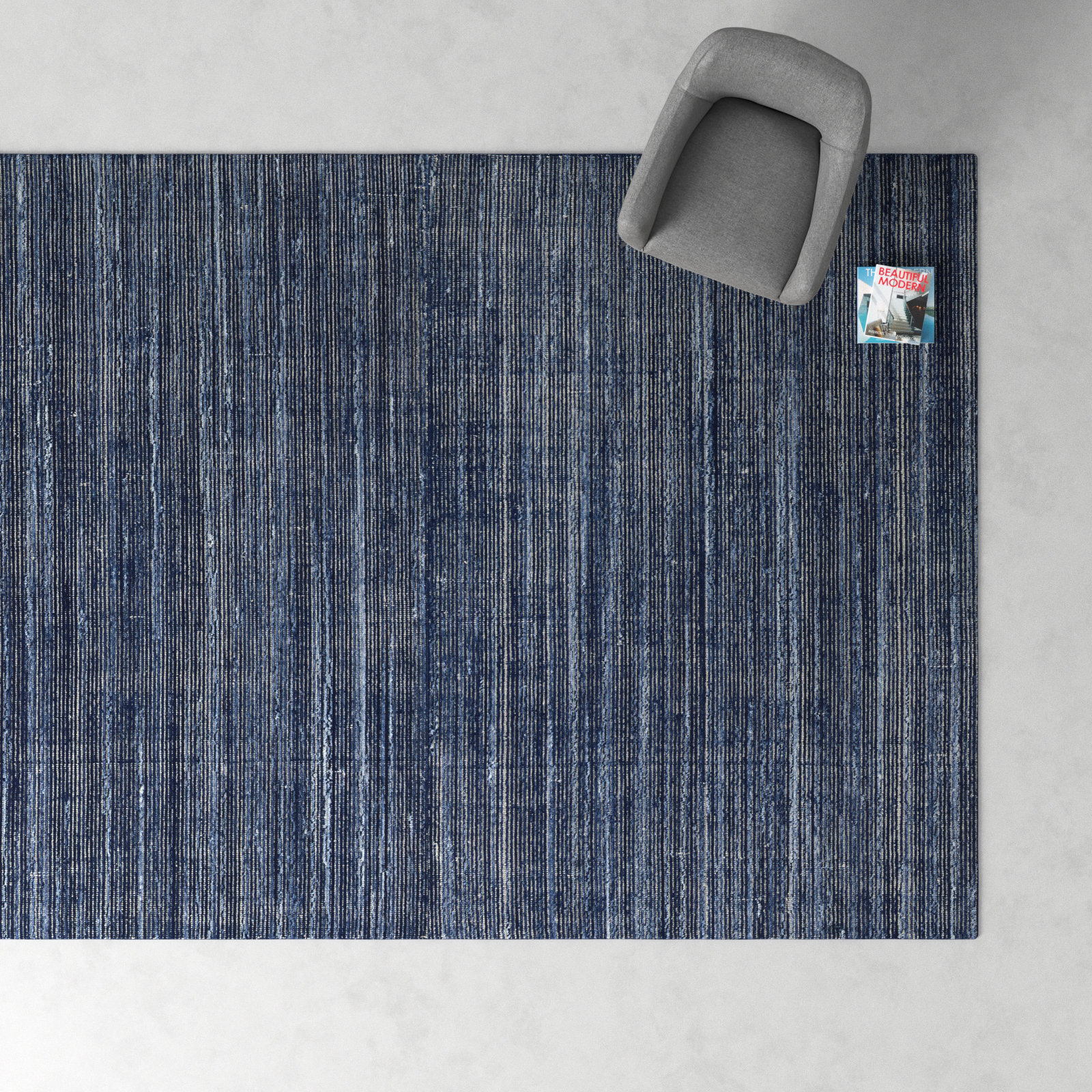 Caron Handmade Performance Navy Indoor/Outdoor Rug, Rectangle 9' x 12'