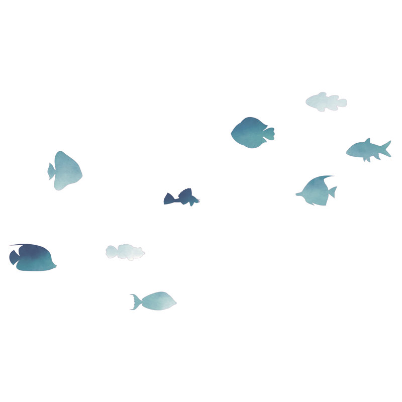 Adhésif décoratif océan, poissons de mer, H 18 po x l 30 po
