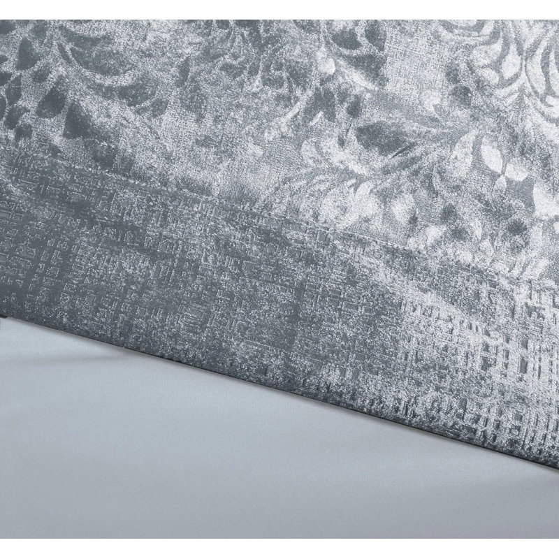 3 Piece Velvet Damask Jacquard Bedspread Reverse Microfibre Bed Throw 2 Matching Pillow Shams, Silver
