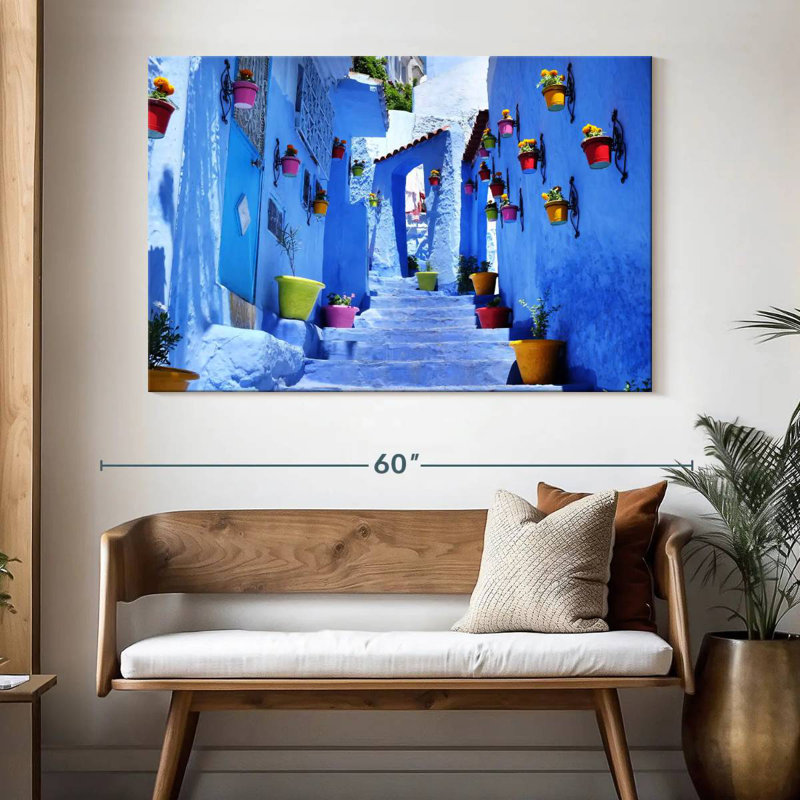 Escalier Ravi Chefchaouen, H 34 po x l 51 po