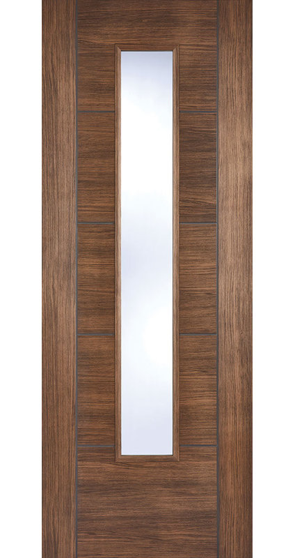 Vancouver Glazed Laminate Internal Door, 198.1cm H x 68.6cm W x 3.5cm D, Walnut