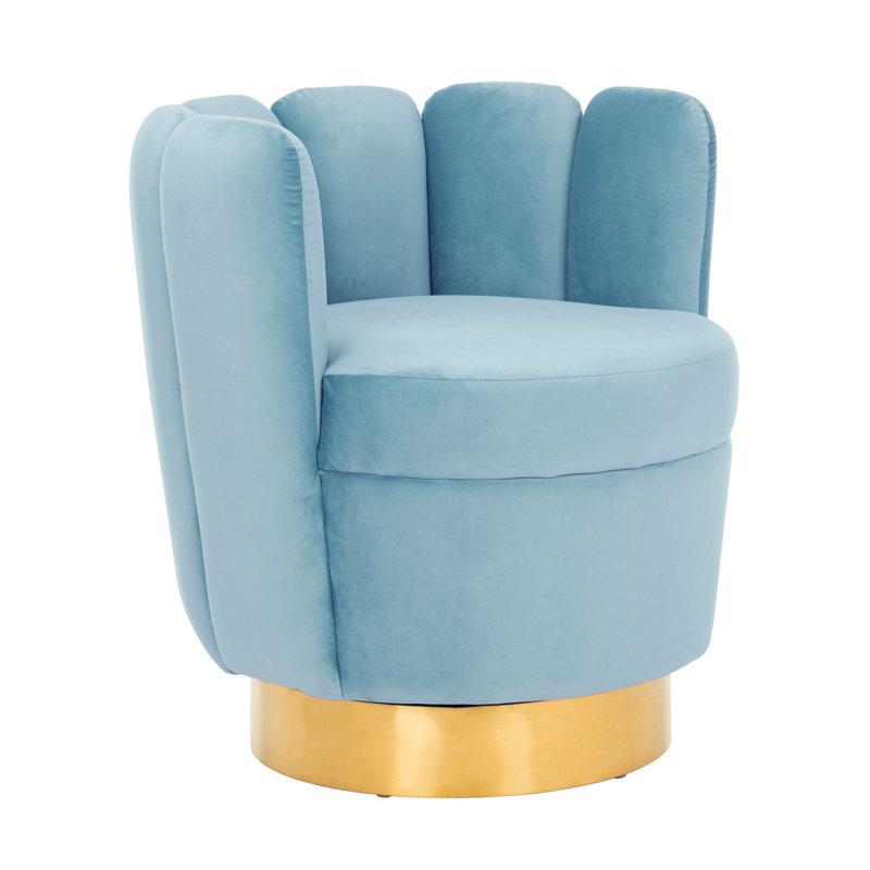 Skye Velvet Barrel Chair, Light Blue