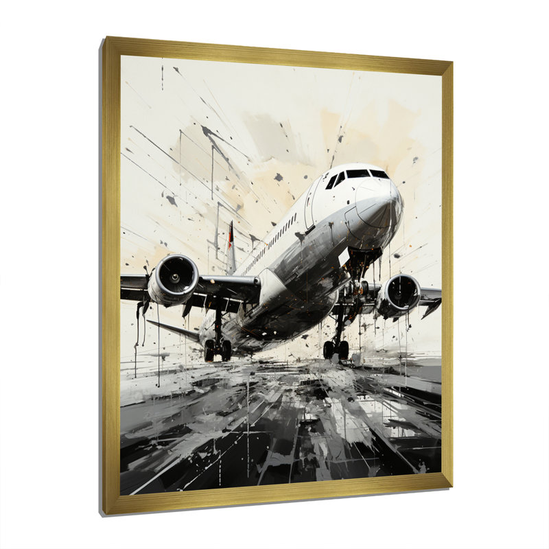 «Abstracted Plane Flight Path», reproduction d'art mural, Encadrement doré, H 40 po x l 30 po x P 1,5 po