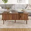 Retro Lift-Top Coffee Table with Sliding Door & Hidden Storage, Extendable MDF Desk with Wood Legs-135865750
