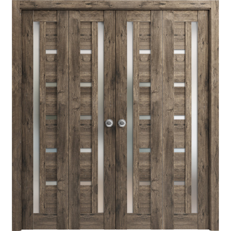 Porte pliante à panneaux en bois Quadro, 72 po x 80 po, Chêne cognac