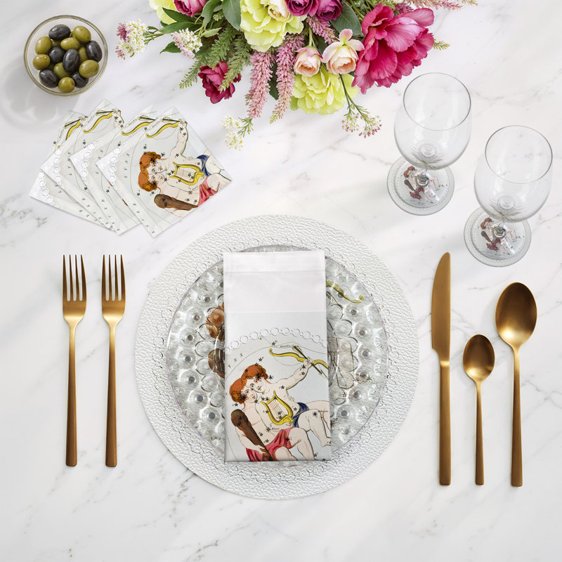 Zodiac Gemini Vegan Leather Round Pebble Placemat, White