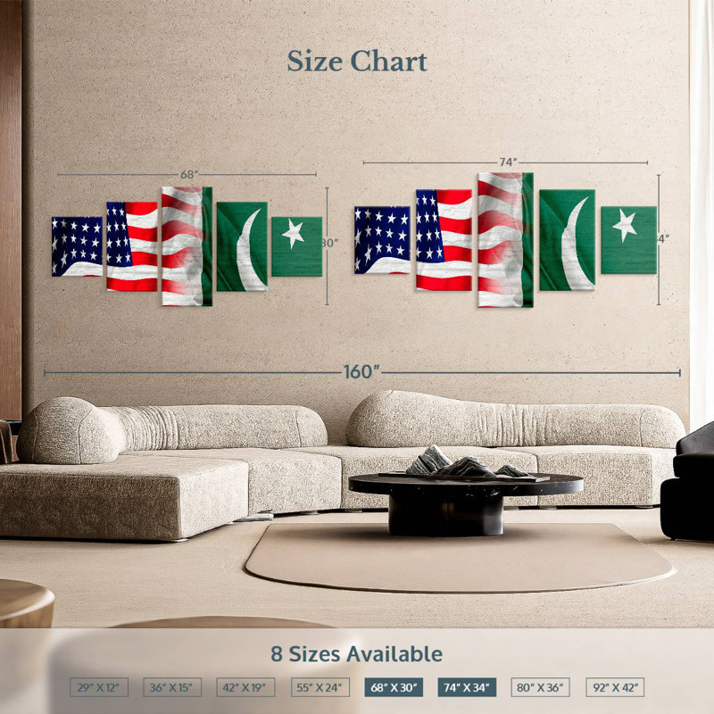 USA And Pakistan Abra, 12" H x 29" W