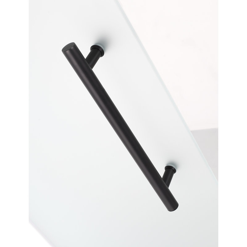Belmore 72" H Hinged Frameless Shower Door, Frosted, Matte Black