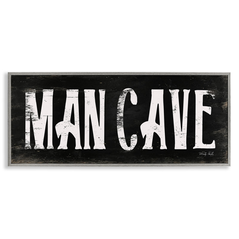 «Man Cave», estampe numérique en noir et blanc par Cindy Jacobs, H 13 po x l 30 po, Estampe numérique Farmhouse
