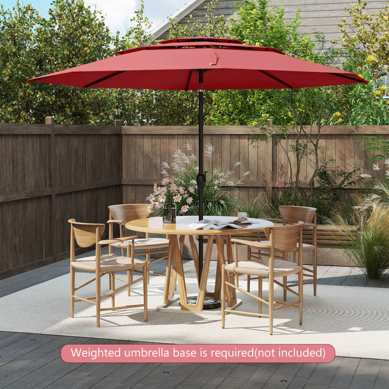 Parasol de terrasse pour grand marché à 10 niveaux avec parasol ventilé 3 pieds 10 pieds , Rouge