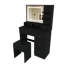 Meuble-lavabo moderne noir avec miroir lumineux 3 couleurs, 5 tiroirs, prise de courant et tabouret
