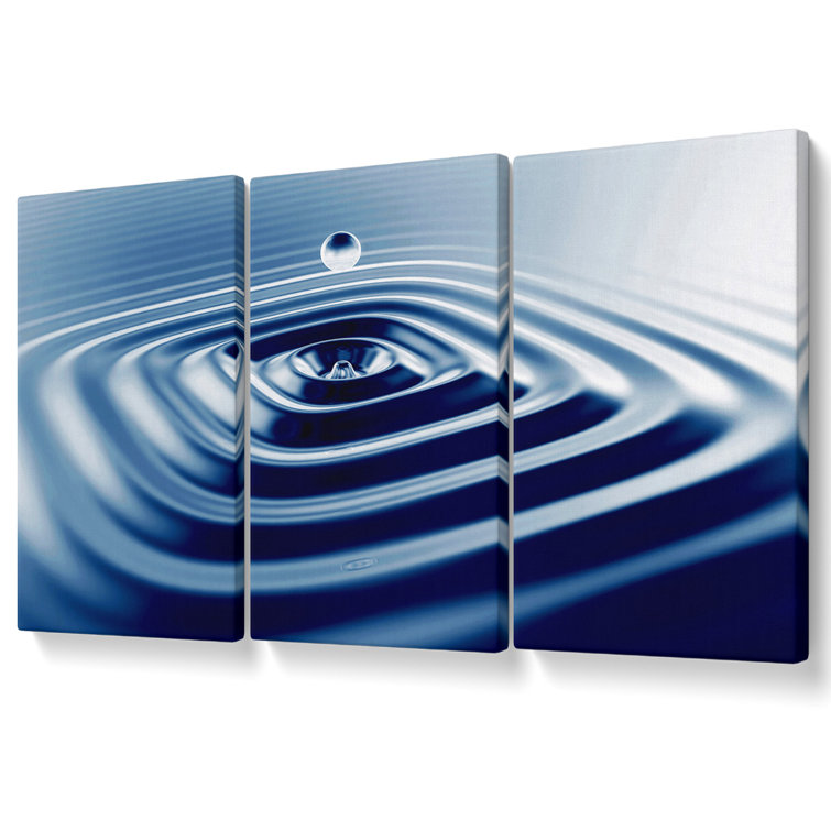 Blue Square Water Splash Canvas 3 Panel Set