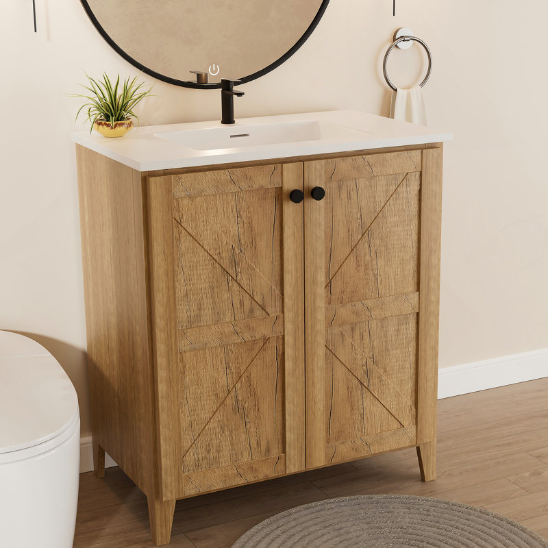 Armoire pliante avec évier en céramique, Chêne doré