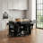 Black Recessed Kitchen Island, Movable With Wheels, Multi-Functional Storage, And Compatible With 10-Gallon Trash Cans For Added Practicality.-2118873775