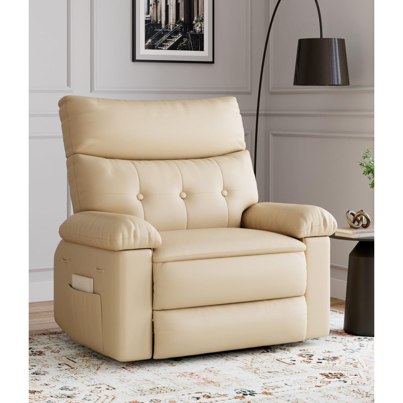 Fauteuil inclinable surdimensionné de 41,7 po de largeur avec chaleur et massage, fauteuil inclinable manuel en cuir de polyuréthane avec rembourrage en éponge 1,5X