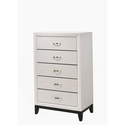 Commode à 5 tiroirs, commode en bois avec cinq tiroirs de rangement pour la chambre à coucher