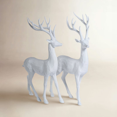 2-Piece Resin Deer Figurine Set