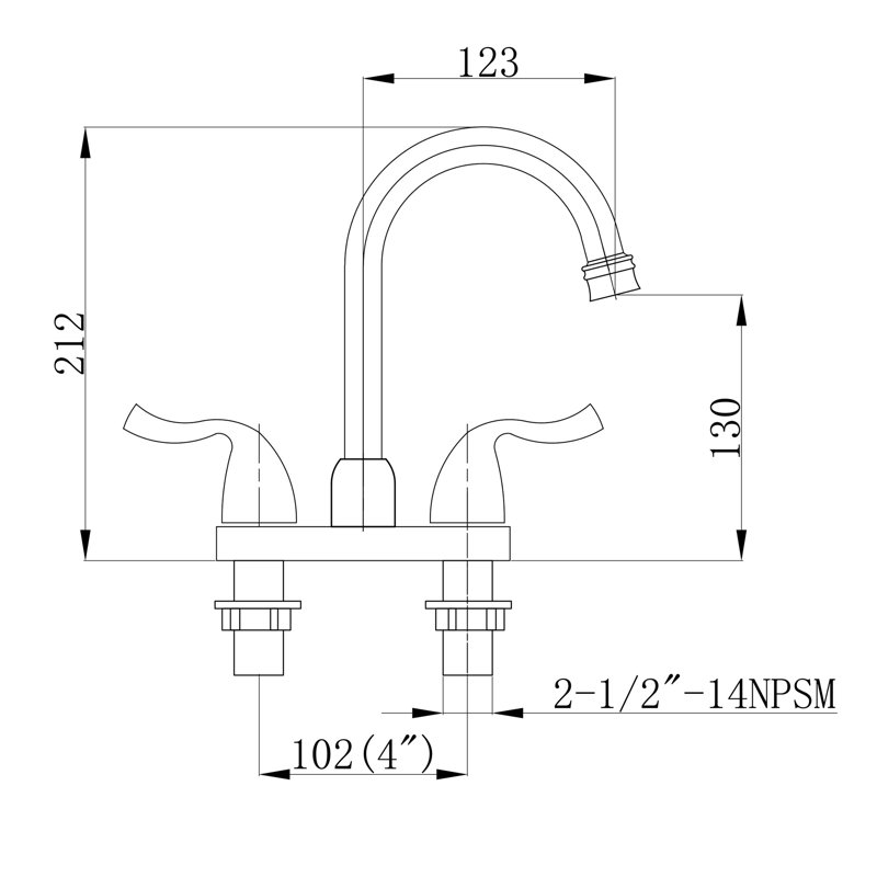 Robinet de lavabo de salle de bain à 2 poignées en acier inoxydable avec bec pivotant