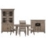 Dariella Extendable Round Dining Table With 2 Side Chairs 2 Arm Chairs Server And Dining Cabinet