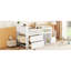 Lit mezzanine simple avec DEL, tablettes, escalier, rangement - blanc pour rangement de tablettes, finition escalier
