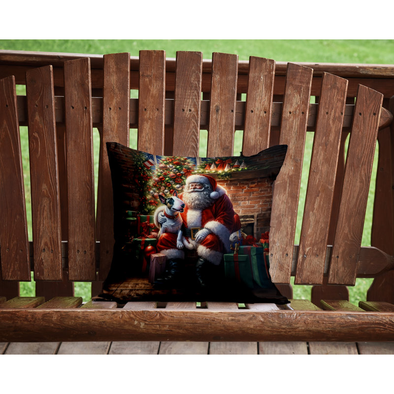 Coussin English Bull Terrier and Santa Claus, H 14 po x l 14 po