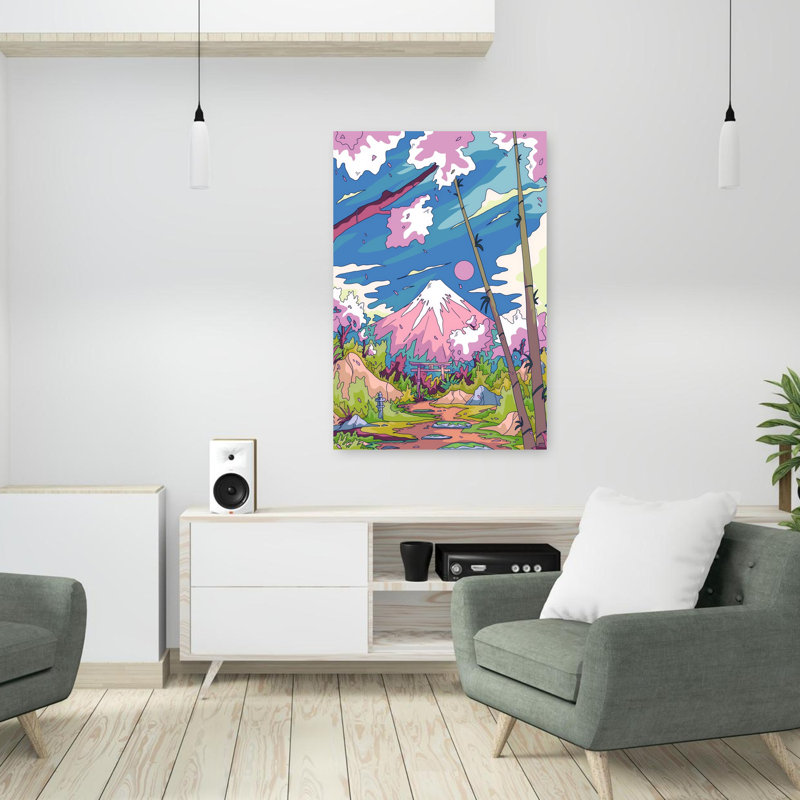 Art contemporain, paysage abstrait montagne, art mural, H 36 po x l 24 po
