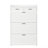 Two Drawers, Three-Fold Doors, Large Storage Shoe Cabinet, White-536995357