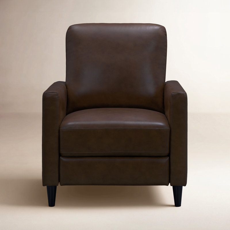 Fauteuil inclinable en cuir fleur , Cuir fleur brun café