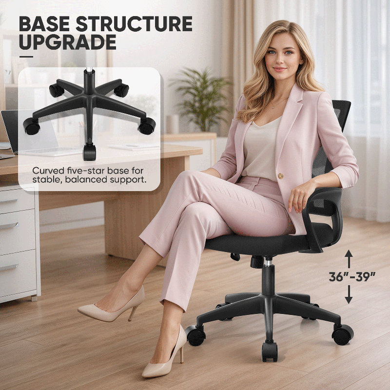 Ensemble de 10 chaises de bureau ergonomiques en filet, chaise de bureau roulante avec hauteur réglable et support lombaire, capacité de 330 lb