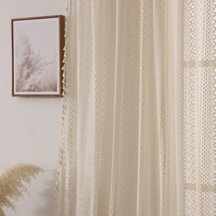 Rideau court pour fenêtre avec cantonnières WAZZIO Beige Boho