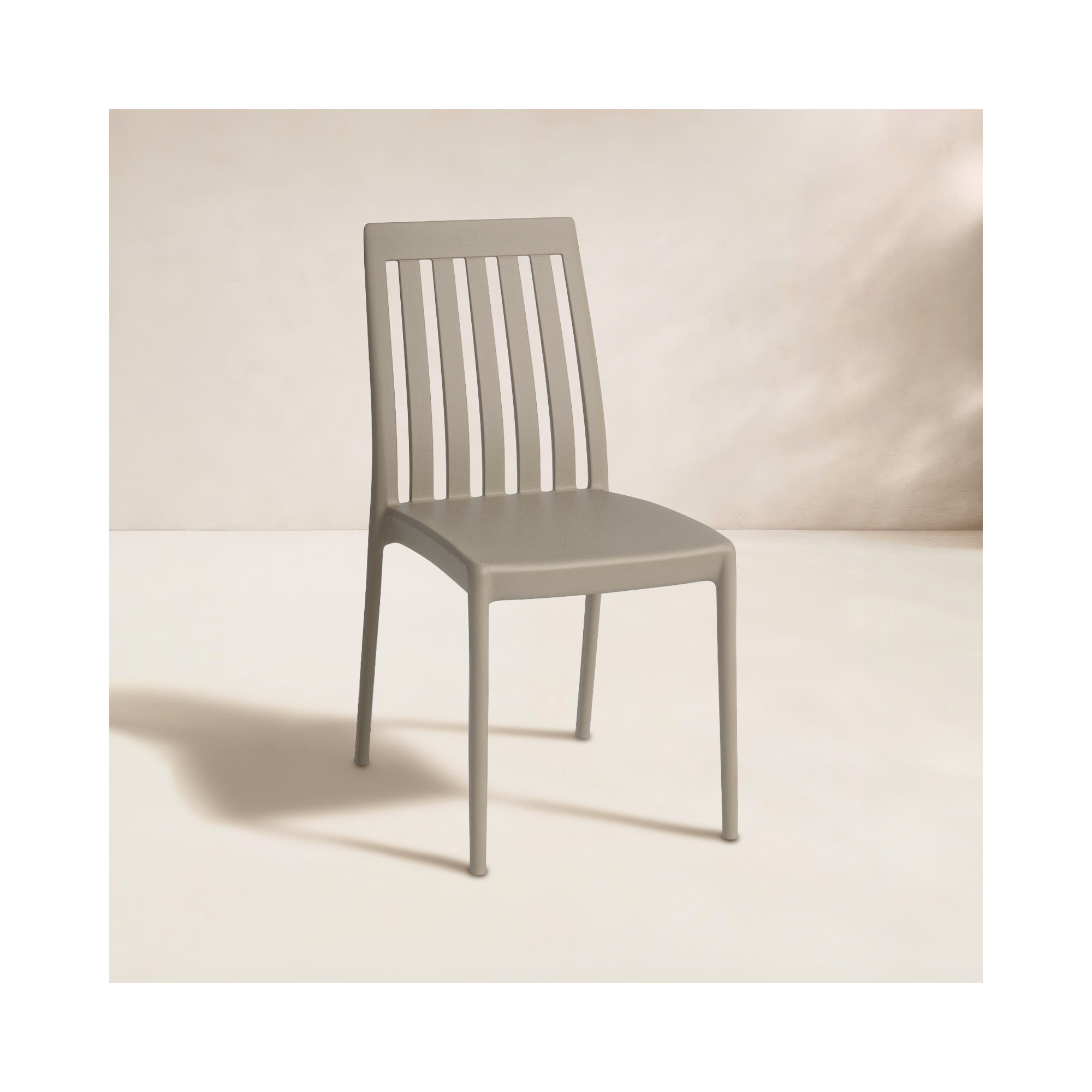 Kenno Anyfer Stacking Patio Dining Side Chair, Taupe