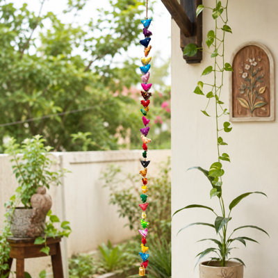 Handmade Hanging Bell Bird Décor Ornament Set of 2, 39"