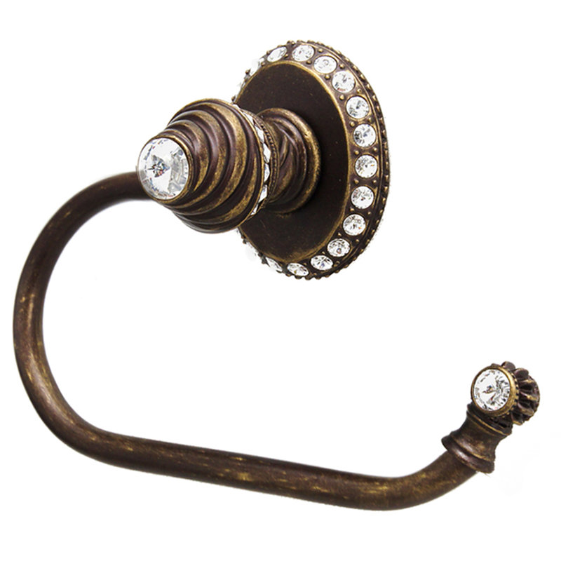 Caché ll large swing tissue smooth ring right with 42 rivoli Swarovski Clear Crystals  in Gilded Mercury, Antique Brass/Clear