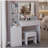 41" Large Size Left Bedside Cabinet Vanity Table+Cushioned Stool, Extra Large Touch Control LED Mirror, 3-color Switch, Multi Layer High Capacity Storage Fashionable Dresser, Suitable For Large Space-626201844