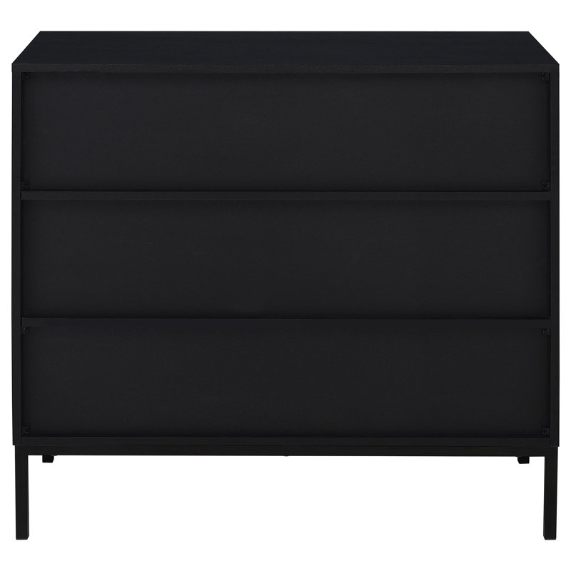 Jess 2-Door Arched Fluted Glass Accent Cabinet Black
