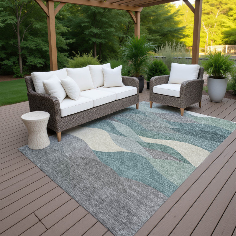 Machine Washable Indoor/Outdoor Jozwiak ACN2378 Coastal Rug, Rectangle 8' x 10'