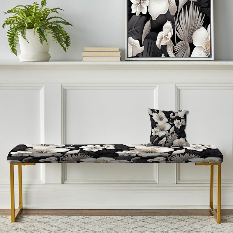 Motif tropical tropique monochrome - banc tropical rembourré or