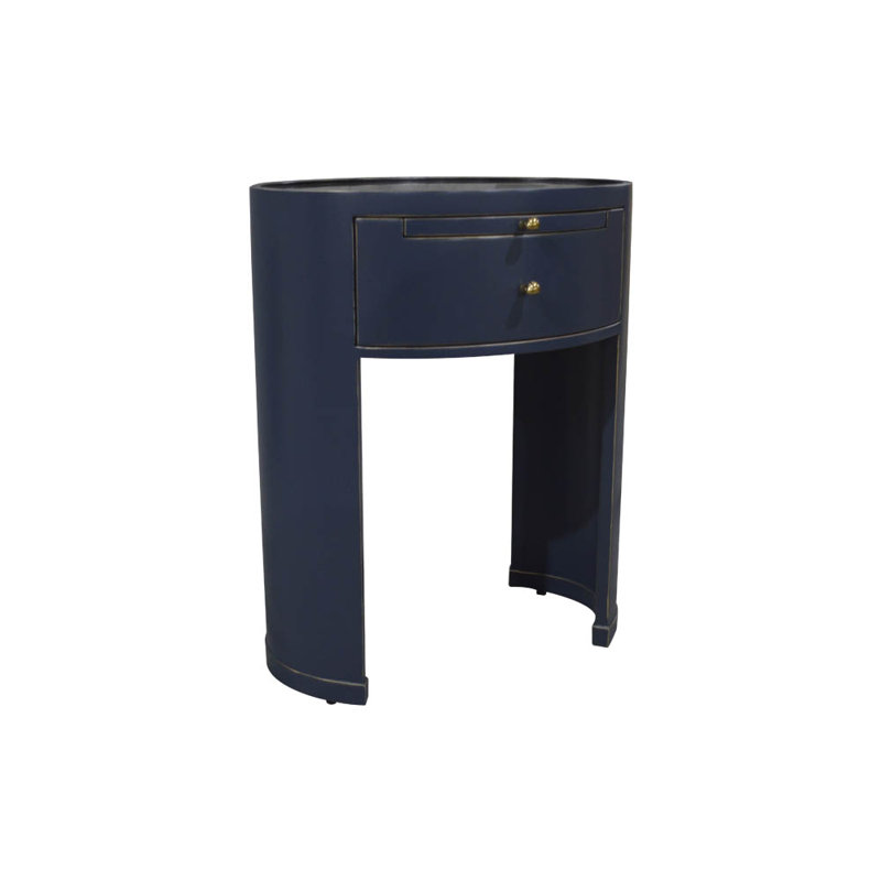 Coppess 55cm W Solid Wood Bedside Table, Blue